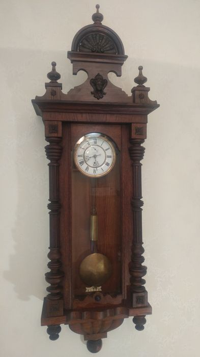 Огромные 150см настенные гиревые часы Gustav Becker 1870г отлич. сост.