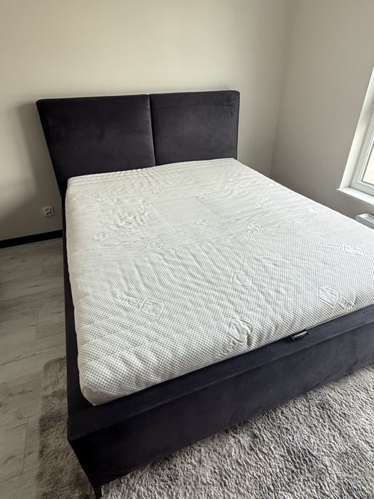 Łóżko tapicerowane Palini z pojemnikiem 160x200 welurowe szare