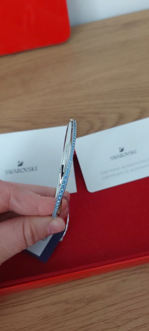 Bransoletka Swarovski Twist Rows, niebieska, powlekana rodem
