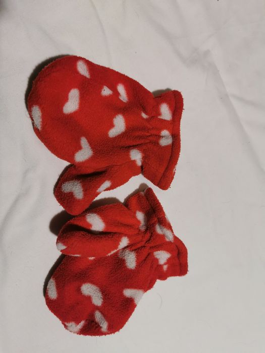 Rękawiczki Polarowe serduszka 1-2 lata 80-92Cm