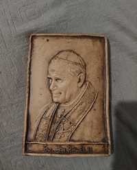 Papież Jan Paweł II - obraz z gliny 20x14 cm płaskorzeźba