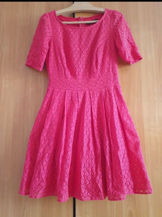 Sukienka koralowa/czerwona, koronka, r. M(38), Dorothy Perkins