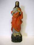 antiga figura de Sagrado Coração de Jesus em barro policromado