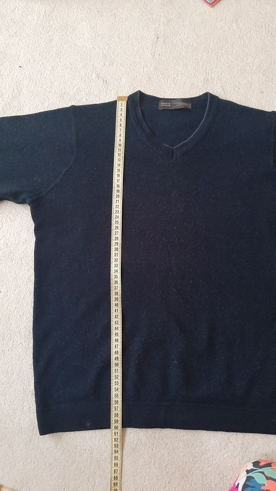 Sweter w serek v-neck welna merino merynos s Marks Spencer