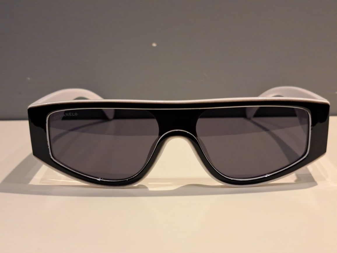 CHANEL nowe damskie okulary przeciwsłoneczne czarno białe logo