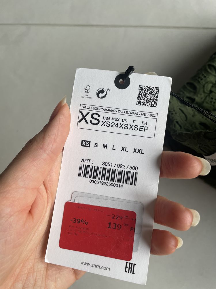 Sukienka zara ażurowa khaki letnia nowa z metkami Xs 34 poszukiwana