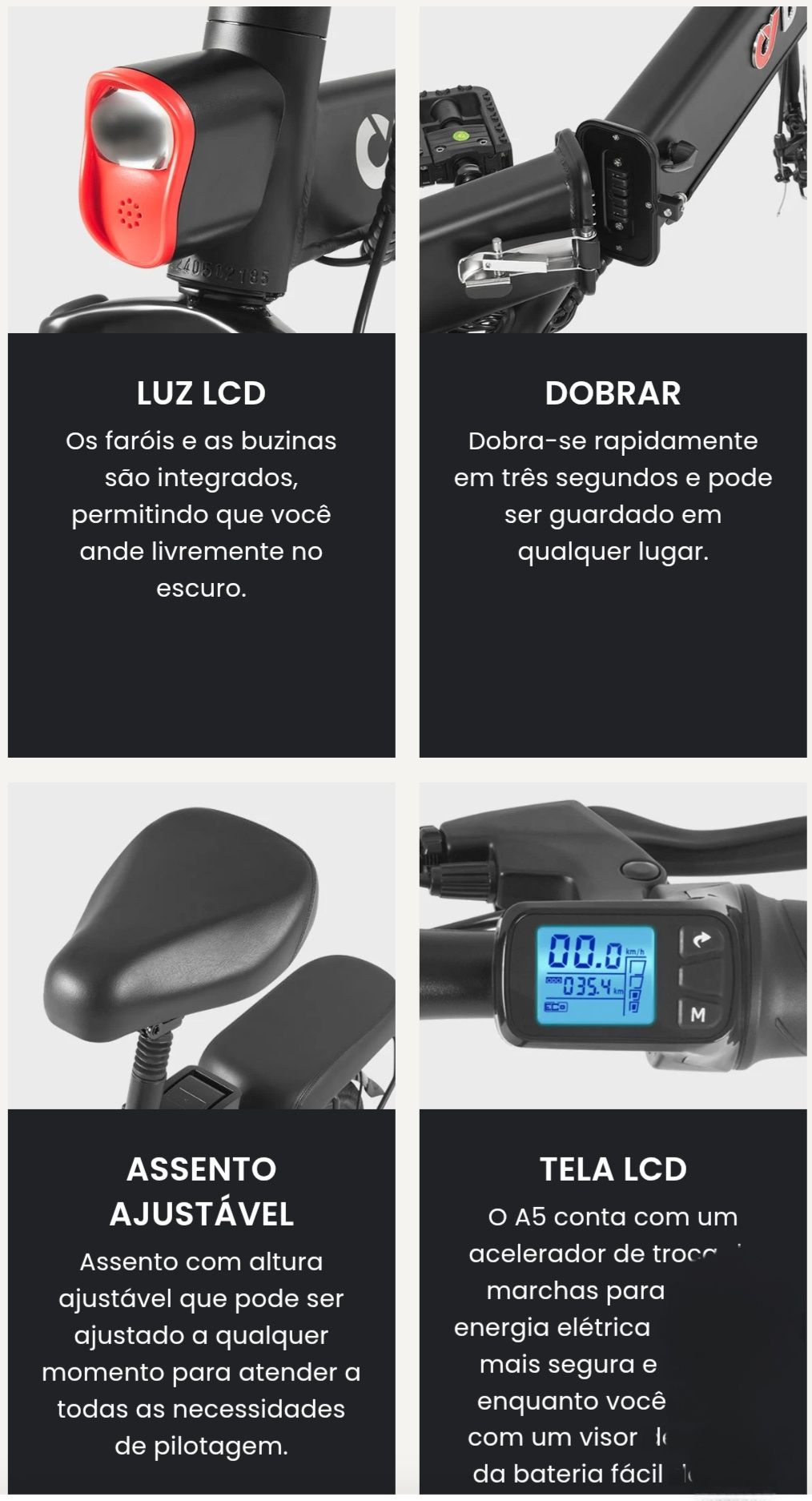 Bicicleta elétrica dobrável completa DYU A5 de 14 polegadas