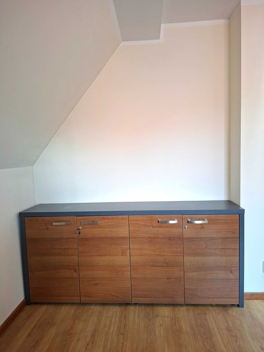 Komoda biurowa, pojemna, na klucz, ciemny brąz, 180×37×80
