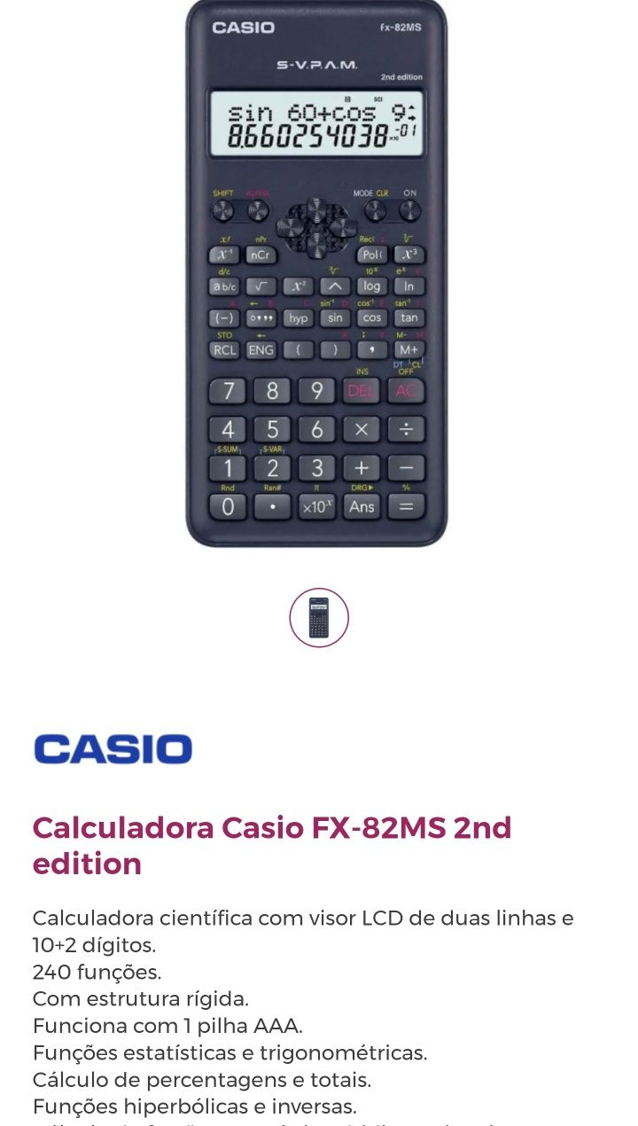 Calculadora científica Casio fx-82ms nova lacrada