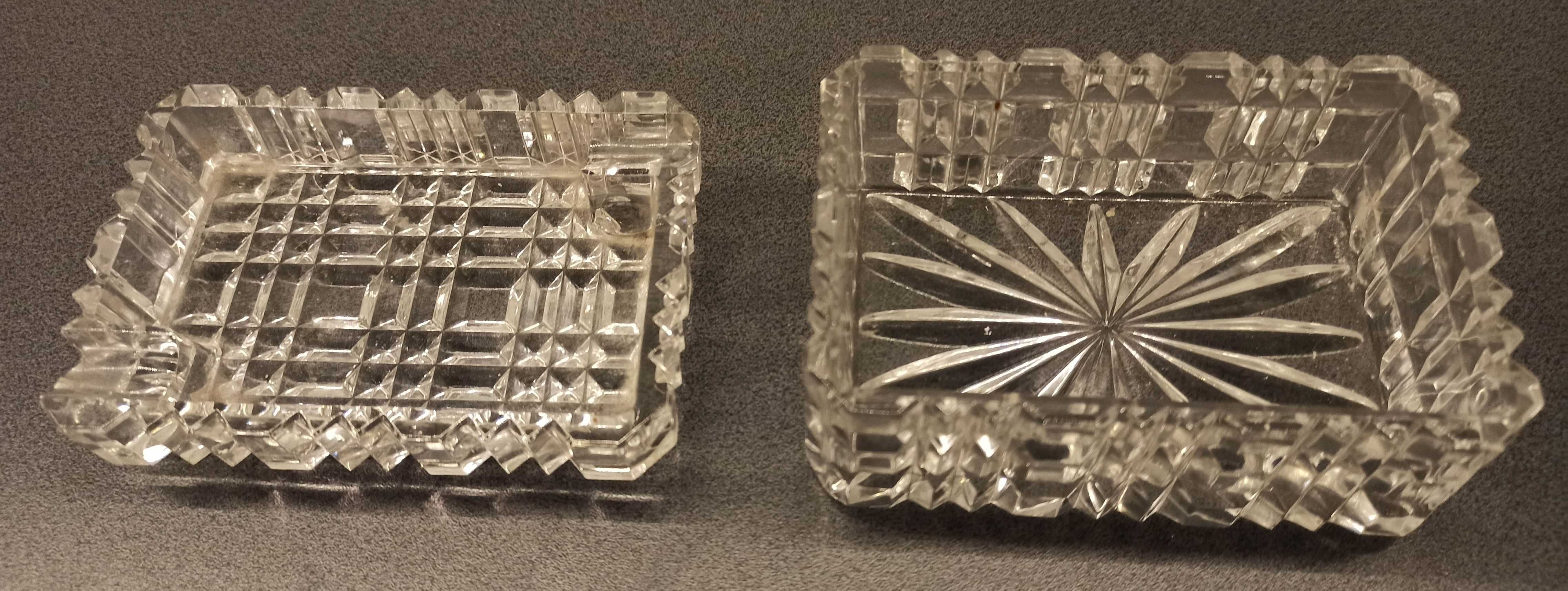 kryształowa popielniczka zestaw 2 sztuk popielniczki z kryształu PRL