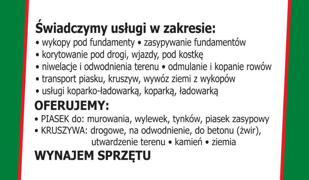 Fundamenty - wykopy -zasypki piaskiem