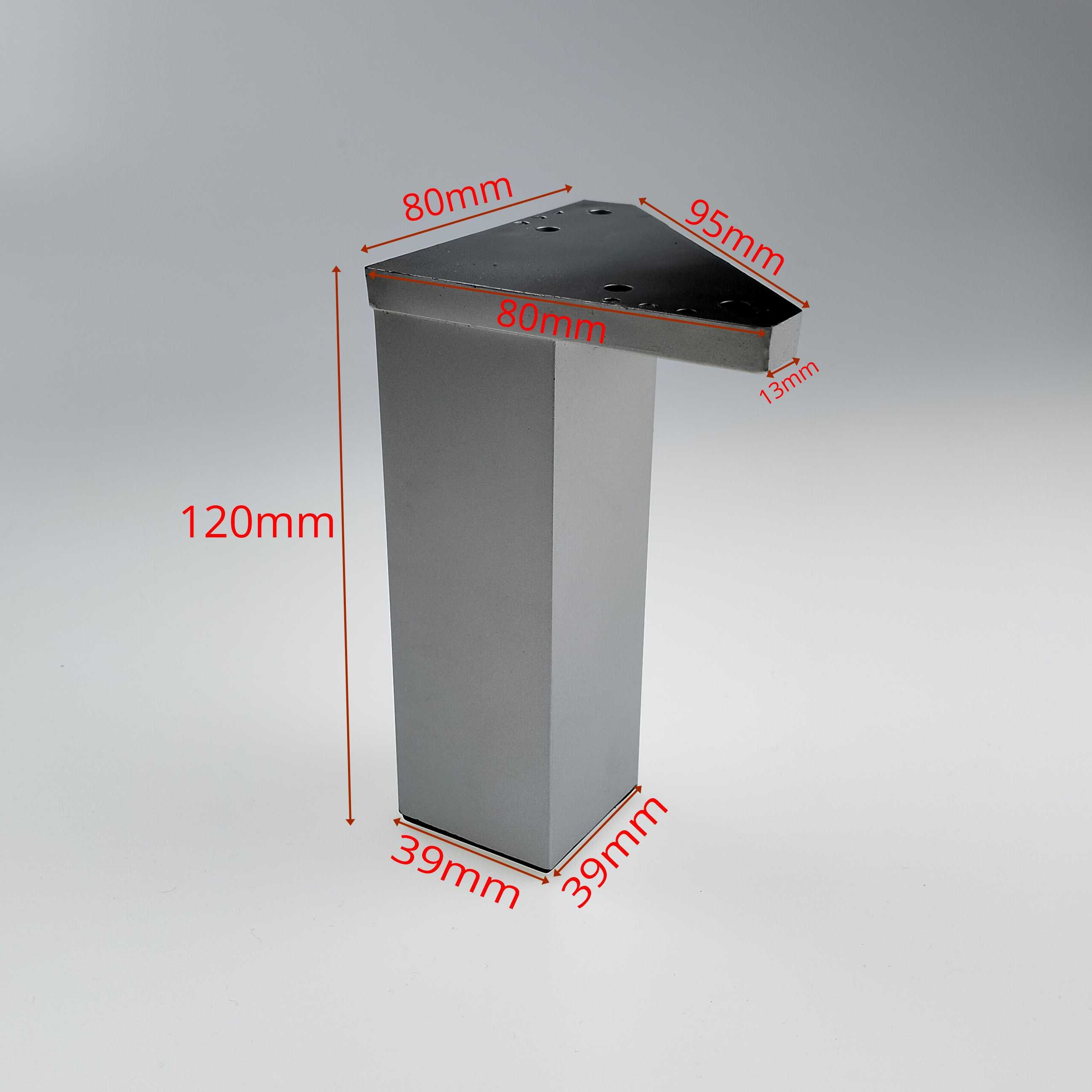 Nóżki meblowe plastikowe wysokość 120mm kolor aluminium