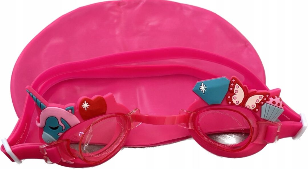 Nowy, zafoliowany zestaw pływacki czepek okulary