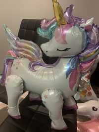 Foliowy balon urodziny XL 4d unicorn jednorożec stojacy piekny