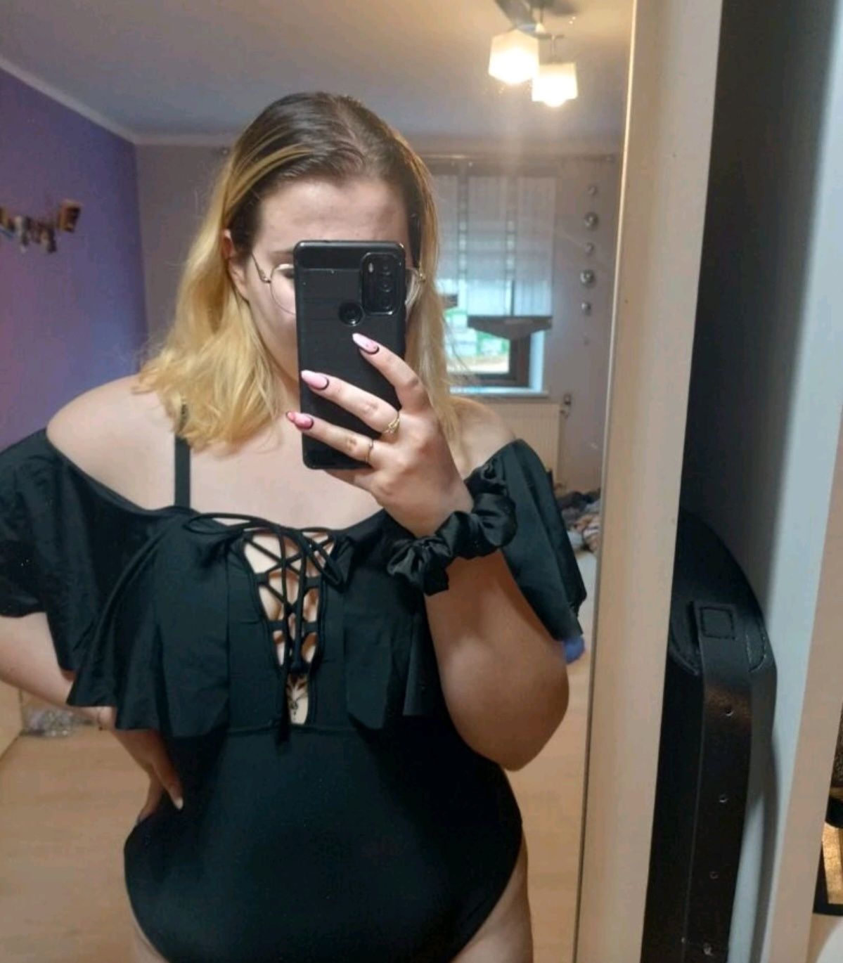 Купальник платье сдельный с открытыми плечами XXXL