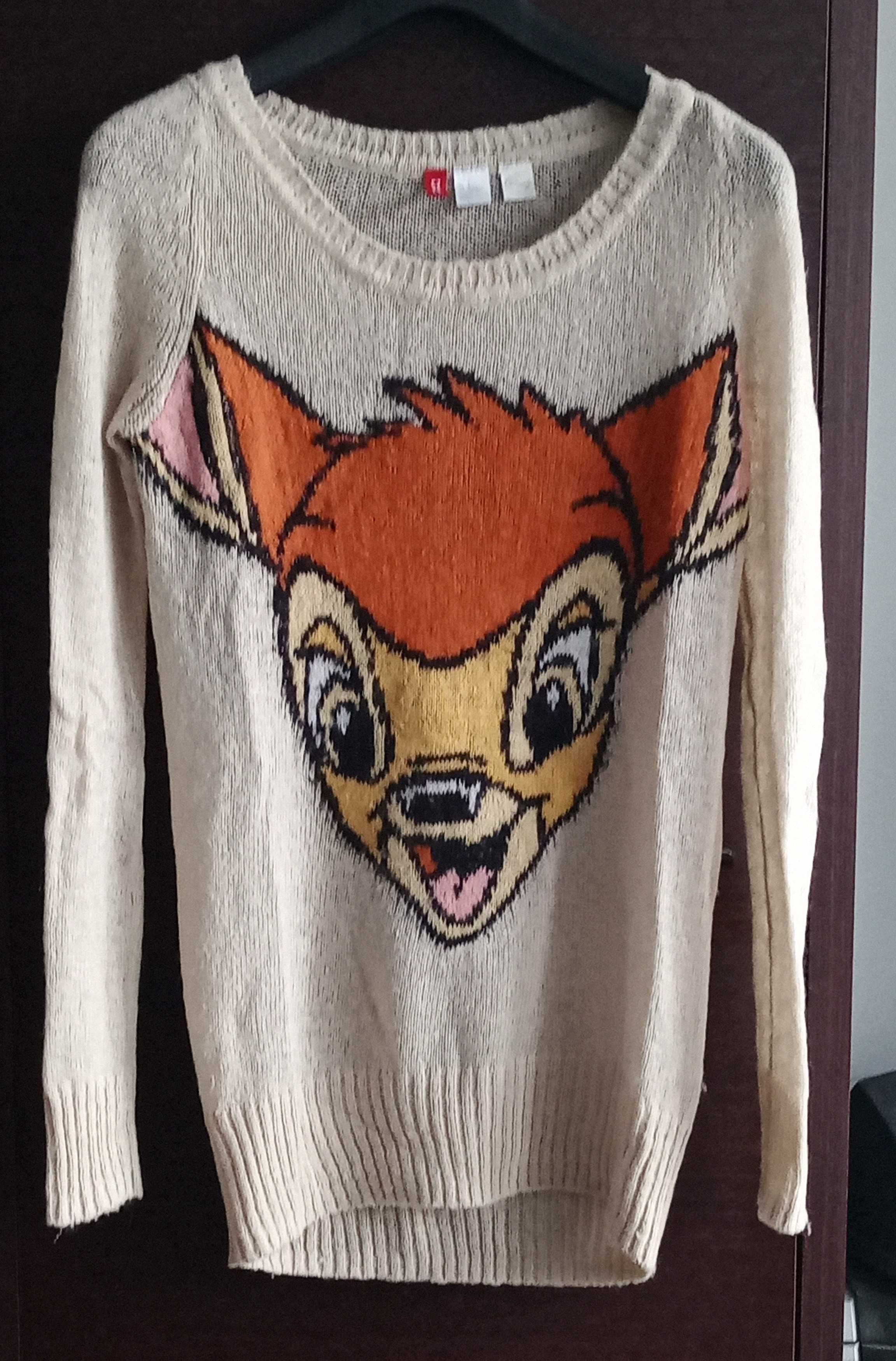 Sweter z motywem BAMBI rozm XS 34 H&M