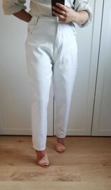 Best Basic spodnie z wysokim stanem vintage kremowe r. 40