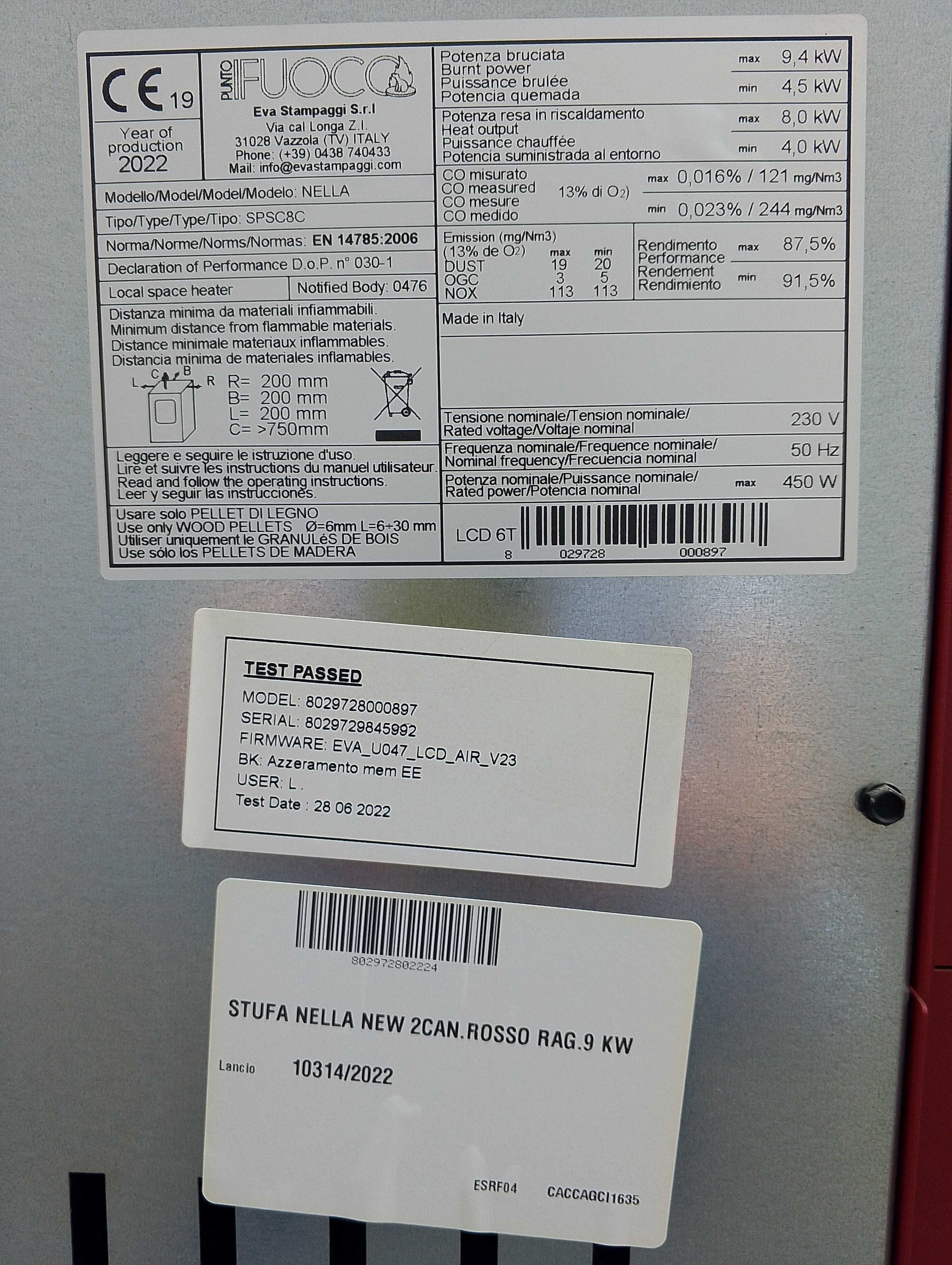 Piec-kominek na pellet Nella new 9kw 3 nadmuchy
