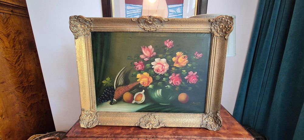 Aukcyjny obraz olejny martwa natura Georges de Marco antyk Francja