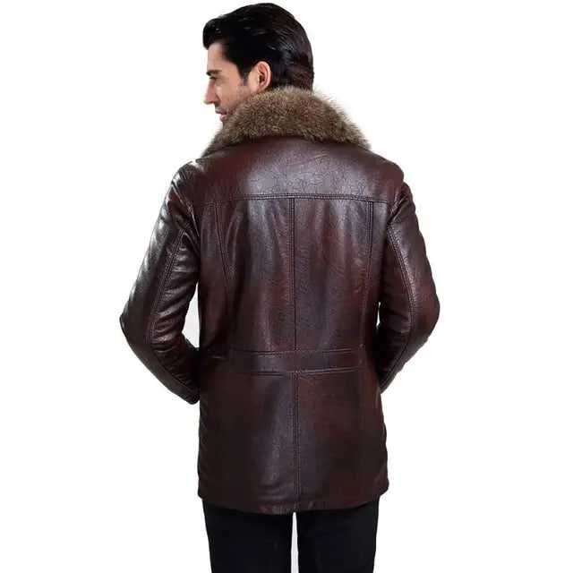 Зимова куртка зі шкіри та натурального хутра Boerman