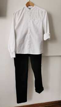 Komplet: Biała koszula CROPP XS, czarne spodnie H&M r. 164 NOWE