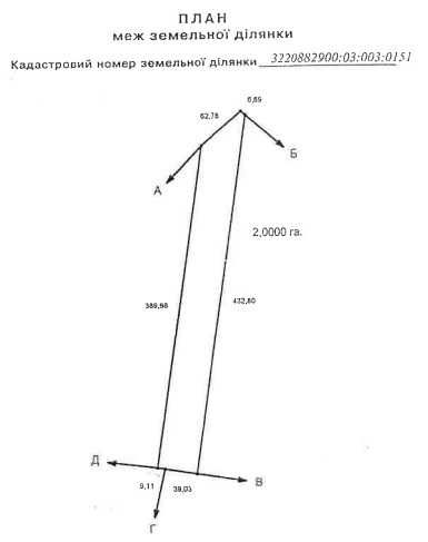 Земельні ділянки площею від 1,5 до 9,5 га Головурівський с/о