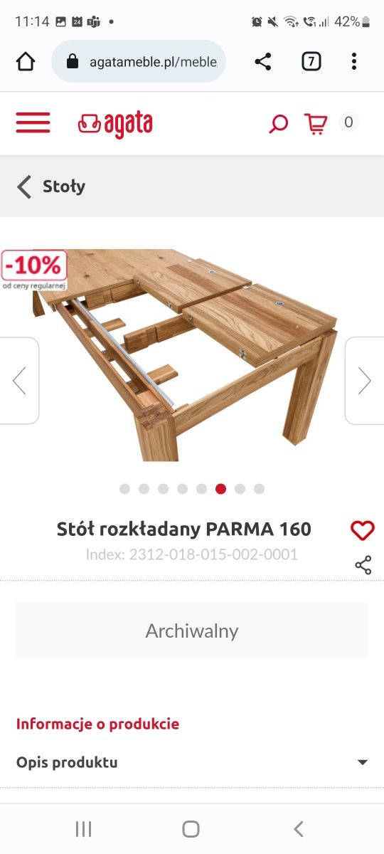 Stol drewniany rozkładany 100 cm szerokości