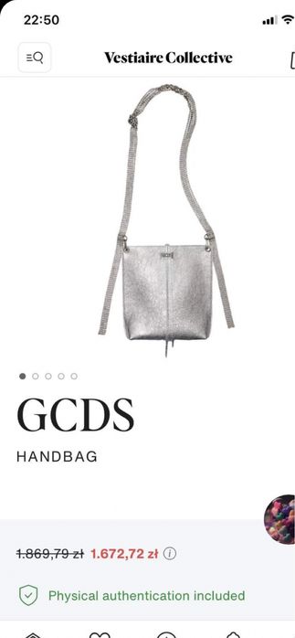 Nowa torebka GCDS skóra naturalna. Srebrna