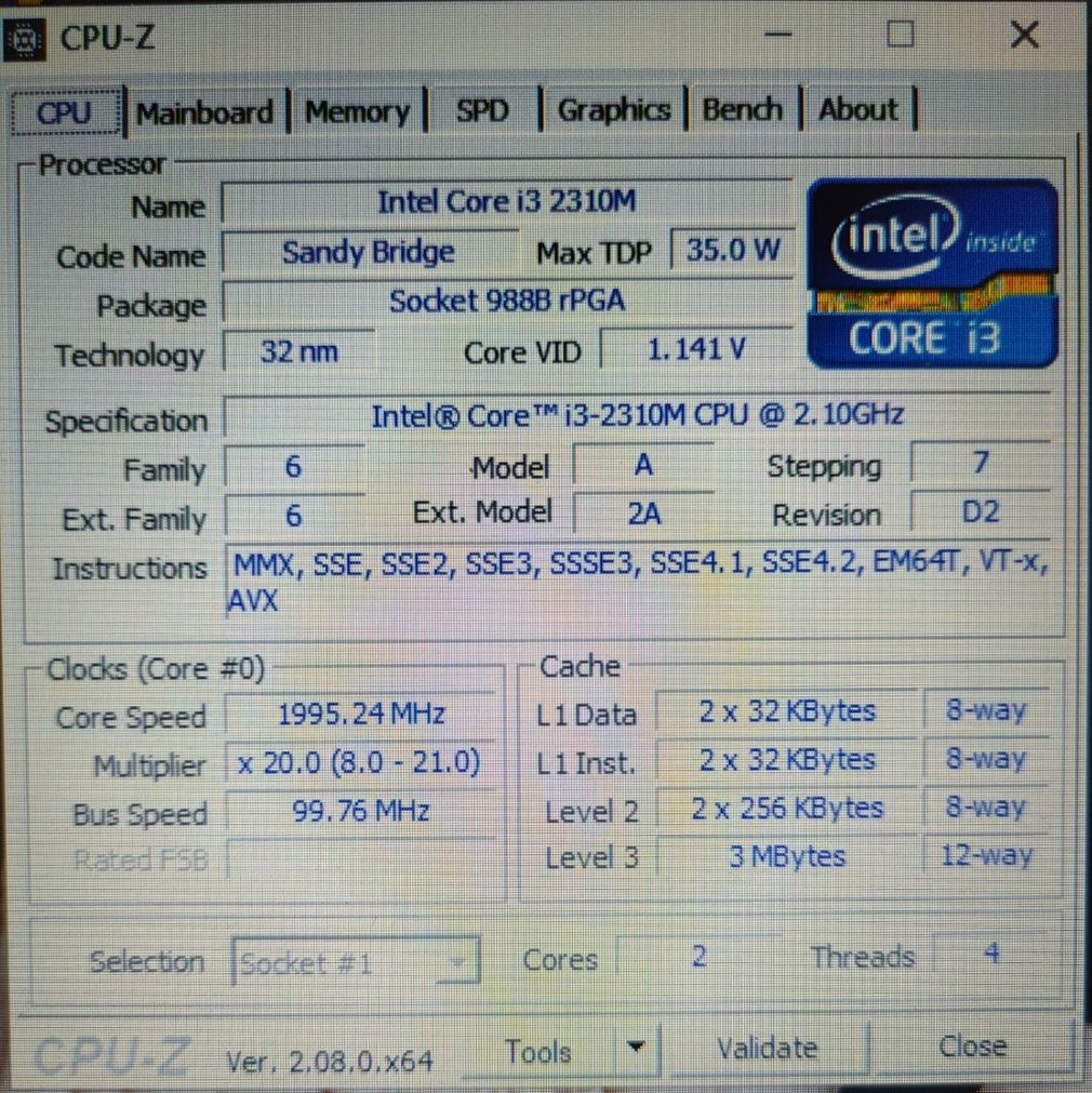 Intel core i3-2310m