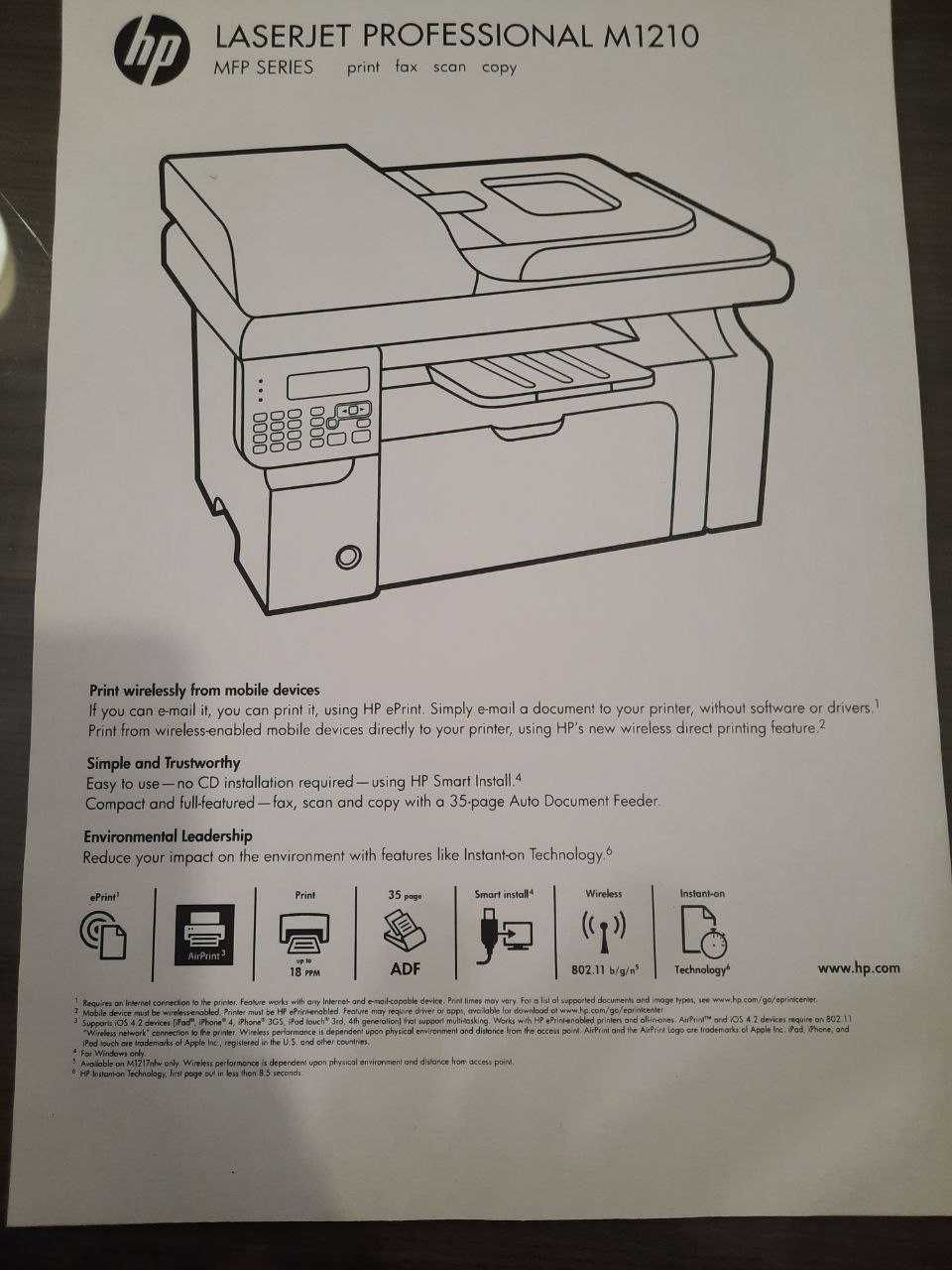 МФУ принтер HP M1212nf+новий ориг картридж