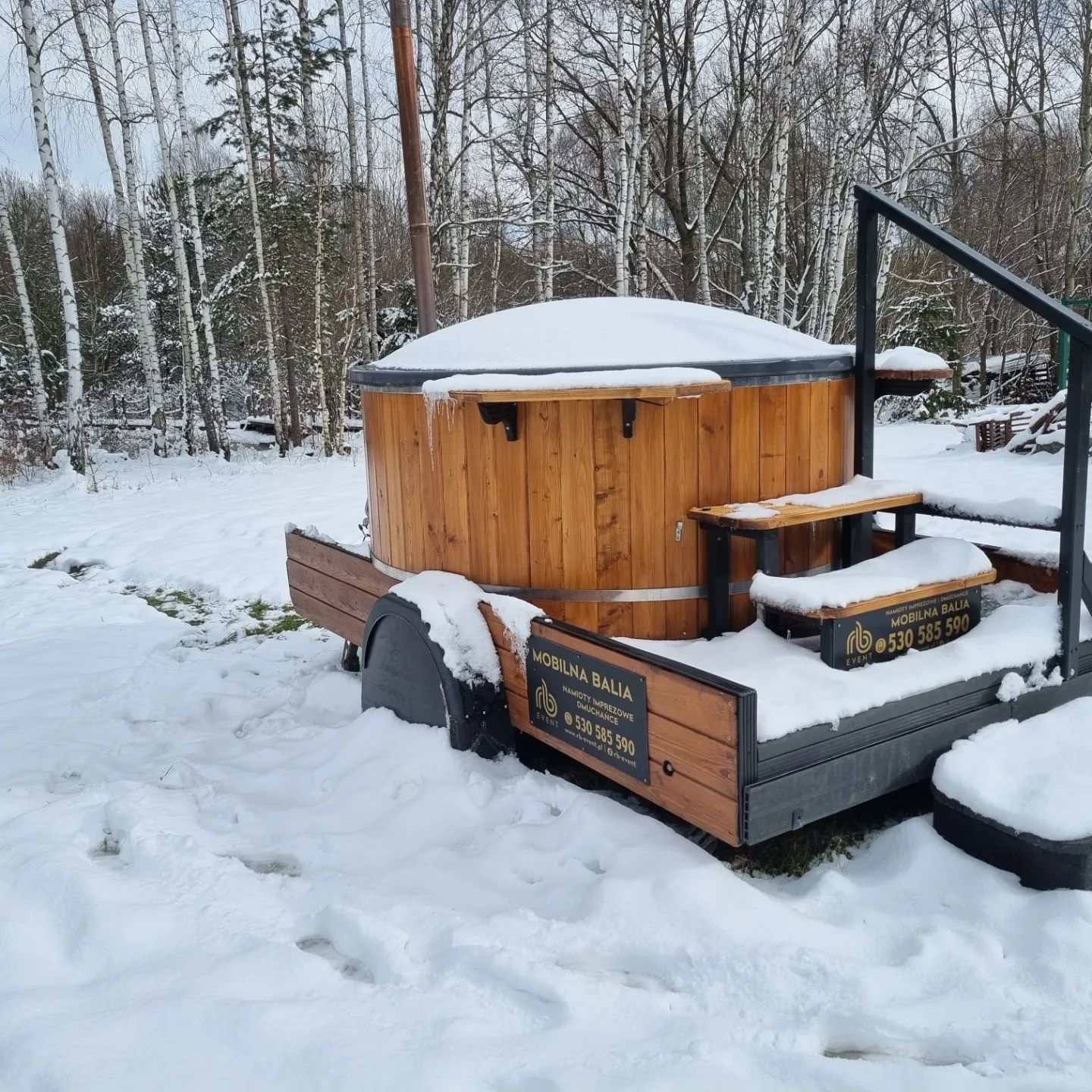 mobilna balia z jacuzzi wynajem, ruska bania, mobilna sauna