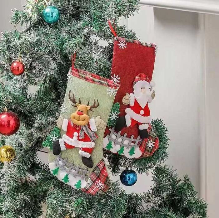 SKARPETA ŚWIĄTECZNA 4X PREZENT Duża Ozdobna na Komin Okno Dekoracyjna