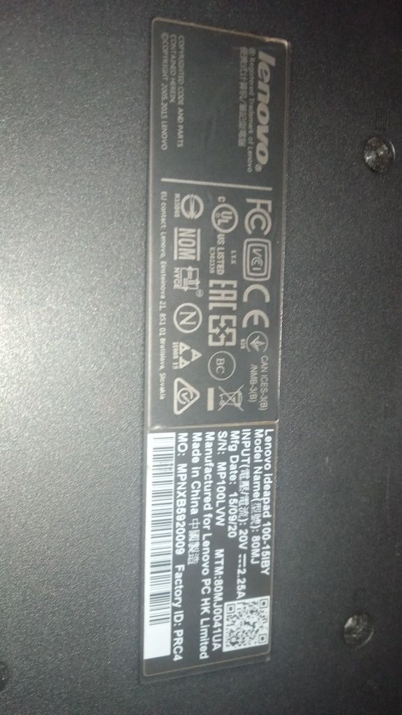 Продам ноутбук Lenovo Ideapad 100-15 на запчасти