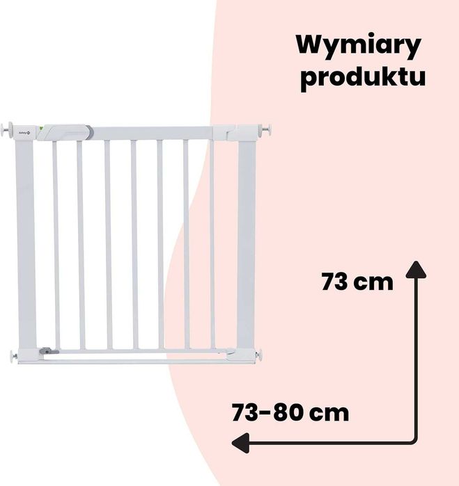 Safety 1st Flat Step - Bramka metalowa rozporowa biała Nowa 73-80 cm