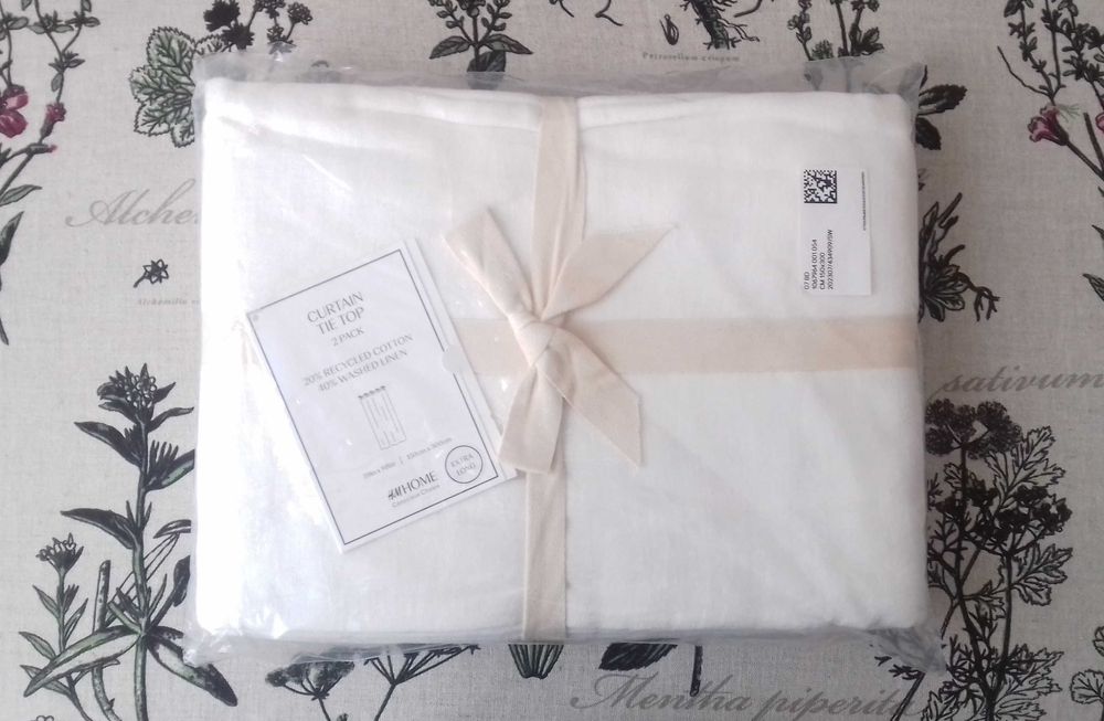 Zasłony H&M len plus bawełna troczki 150x300