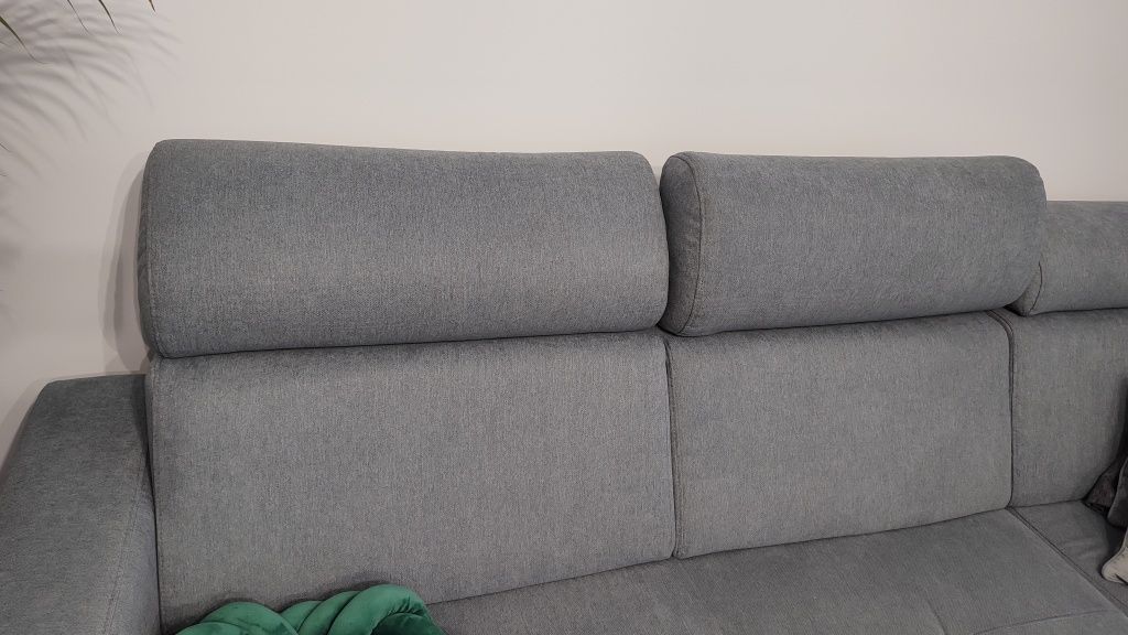 Narożnik sofa łóżko funkcja spania szary