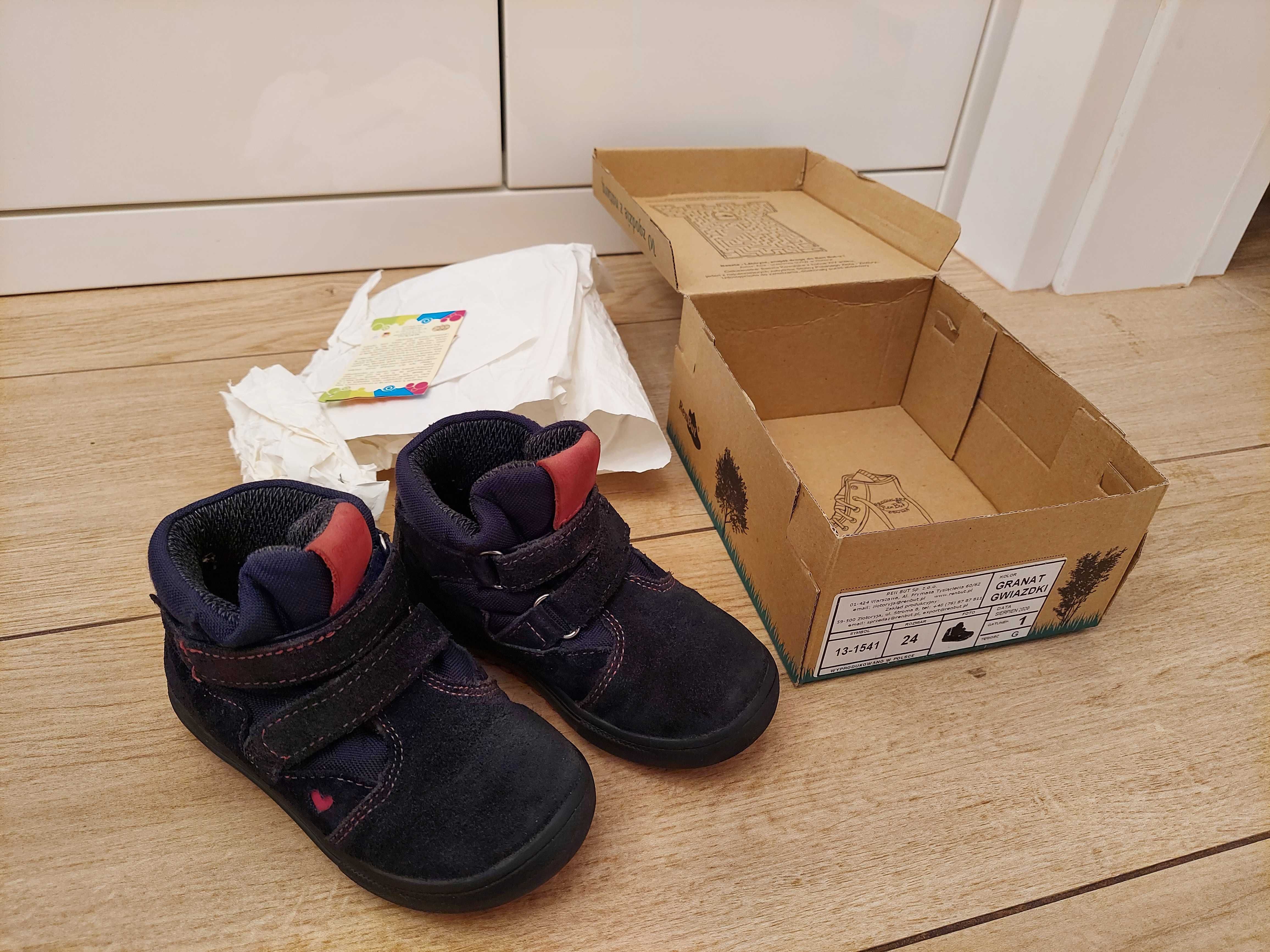 RenBut Buty zimowe Trzewiki Ren Tex roz. 24 Granat Gwiazdki na rzepy