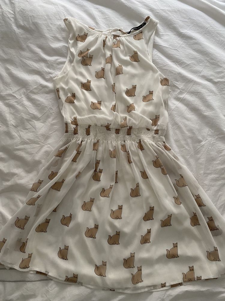 Vestido Zara M padrão gatos