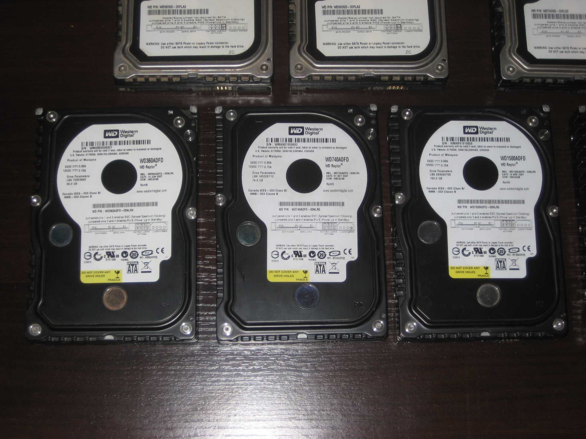 Коллекция редких жестких дисков WD Raptor /цена за все