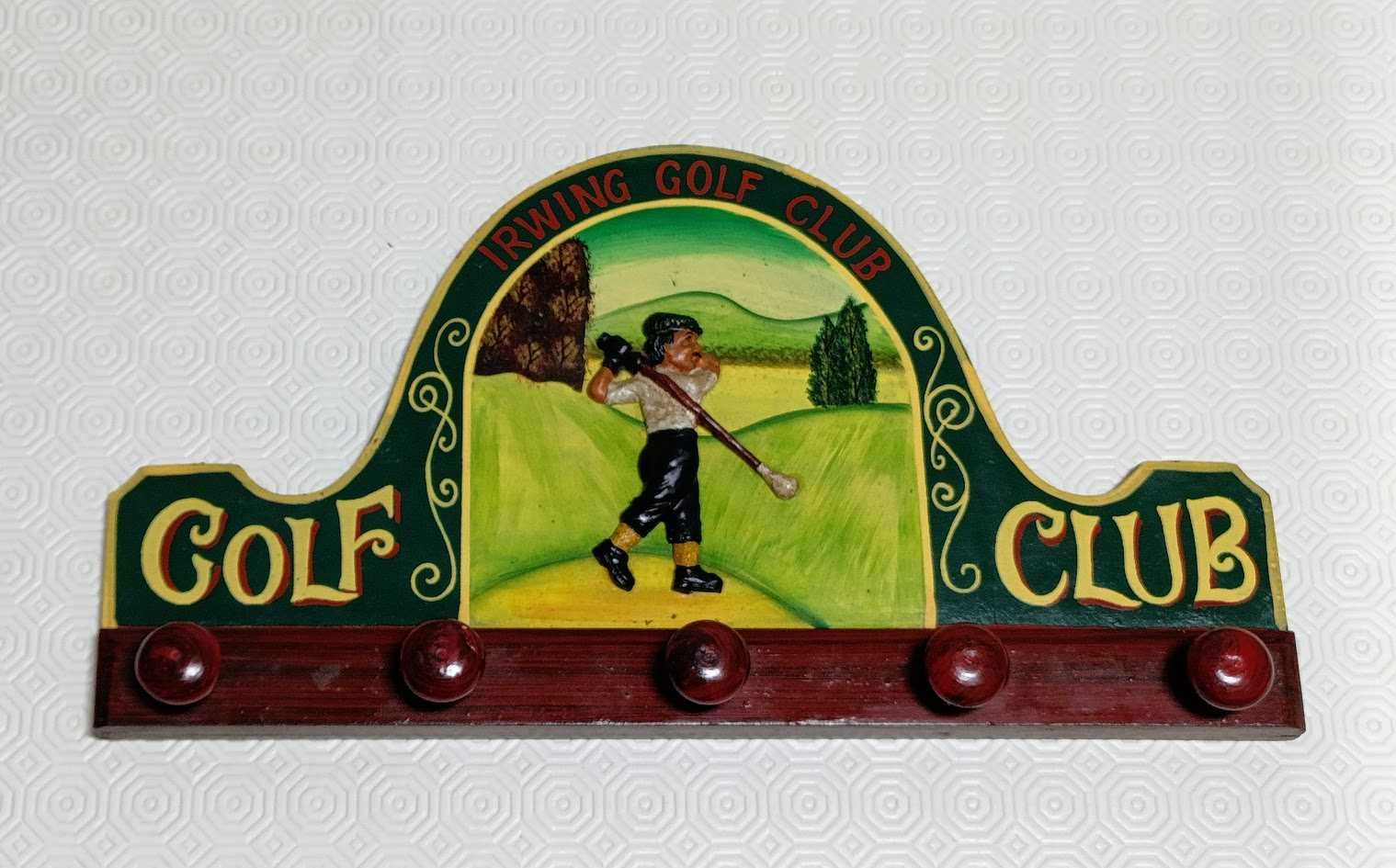 Cabide de parede inglês pintado à mão original St. Andrews Golf Club
