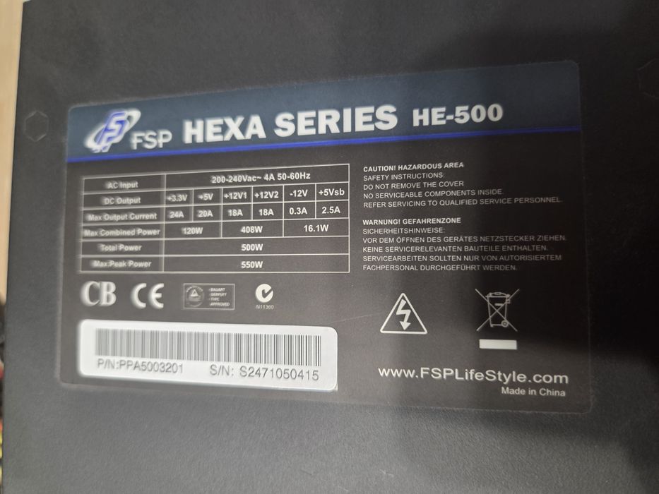 Zasilacz FSP Hexa Series He-500, 500W.