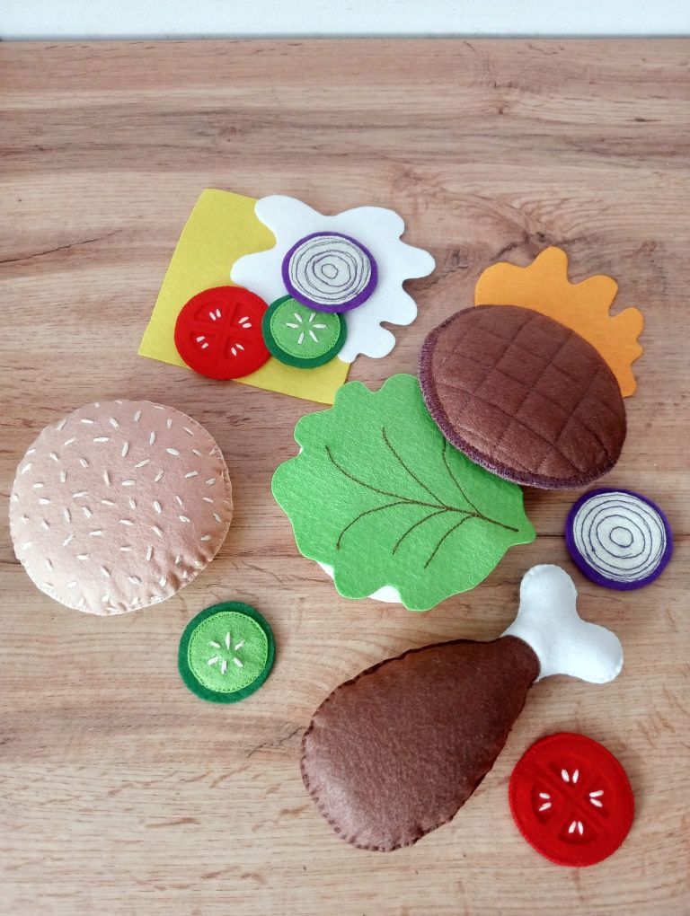 Hamburger + udko z filcu handmade zestaw