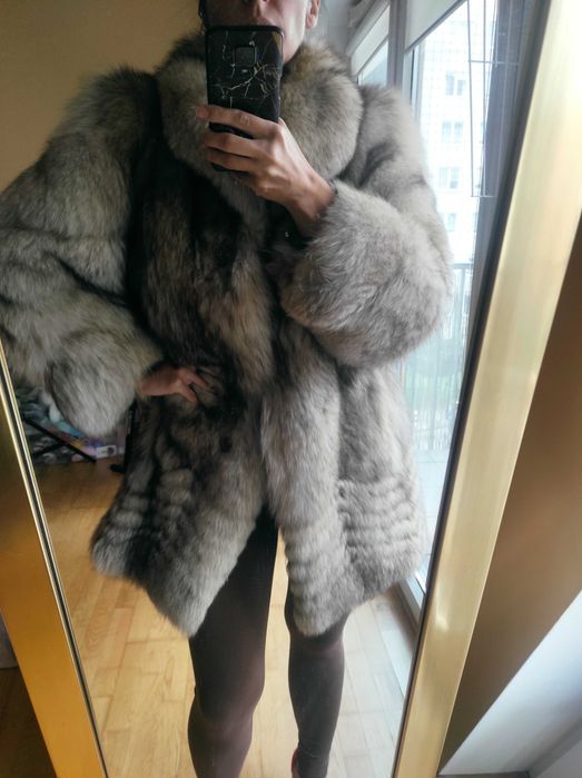 Futro z lisa lisów mob wife s M 36 38 jasne beż białe szare