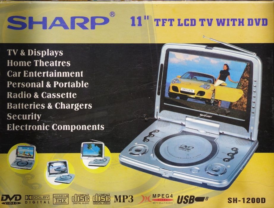 SHARP 11'' TFT lcd TV with DVD, телевизор с DVD и флеш проигрывателем