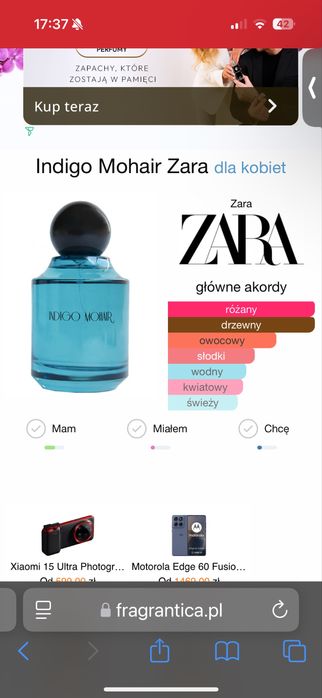 Perfumy Zara indigo mohair