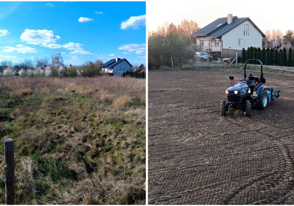 Usługi ogrodnicze. glebogryzarka separacyjną, koszenie trawy równanie