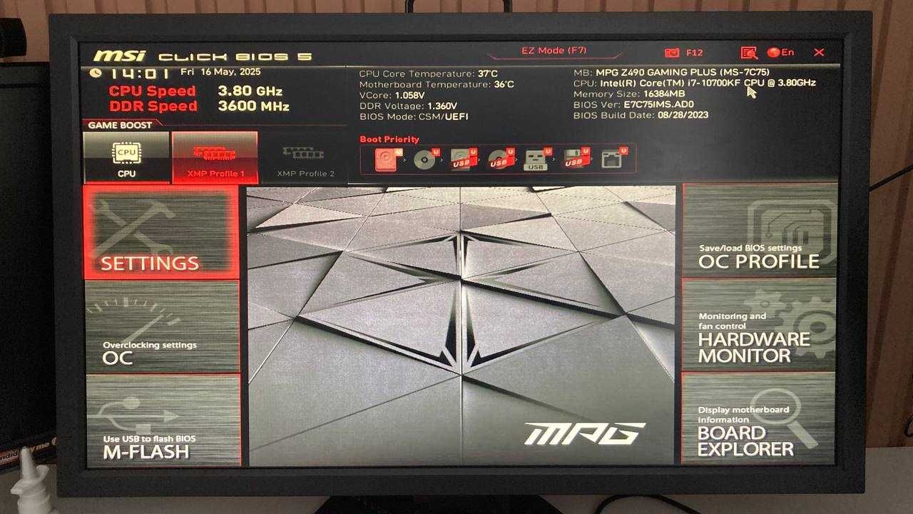 i7 10700kf + msi z490 gaming plus + G.Skill Ripjaws V 16 GB