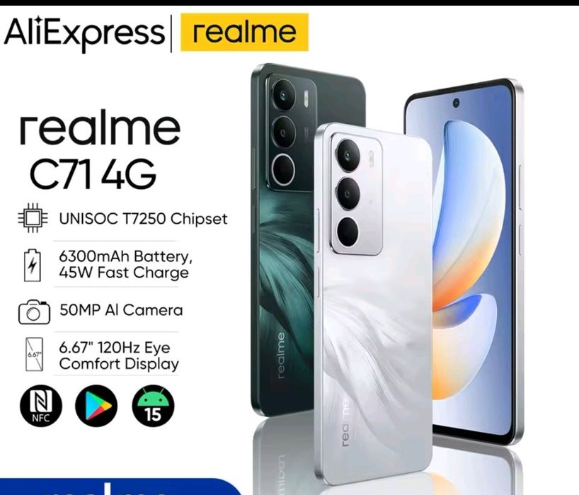 Realme C71 8/256 NFC 6300mah 45W 120hz 50Mp 6.67" Велика батарея!!!