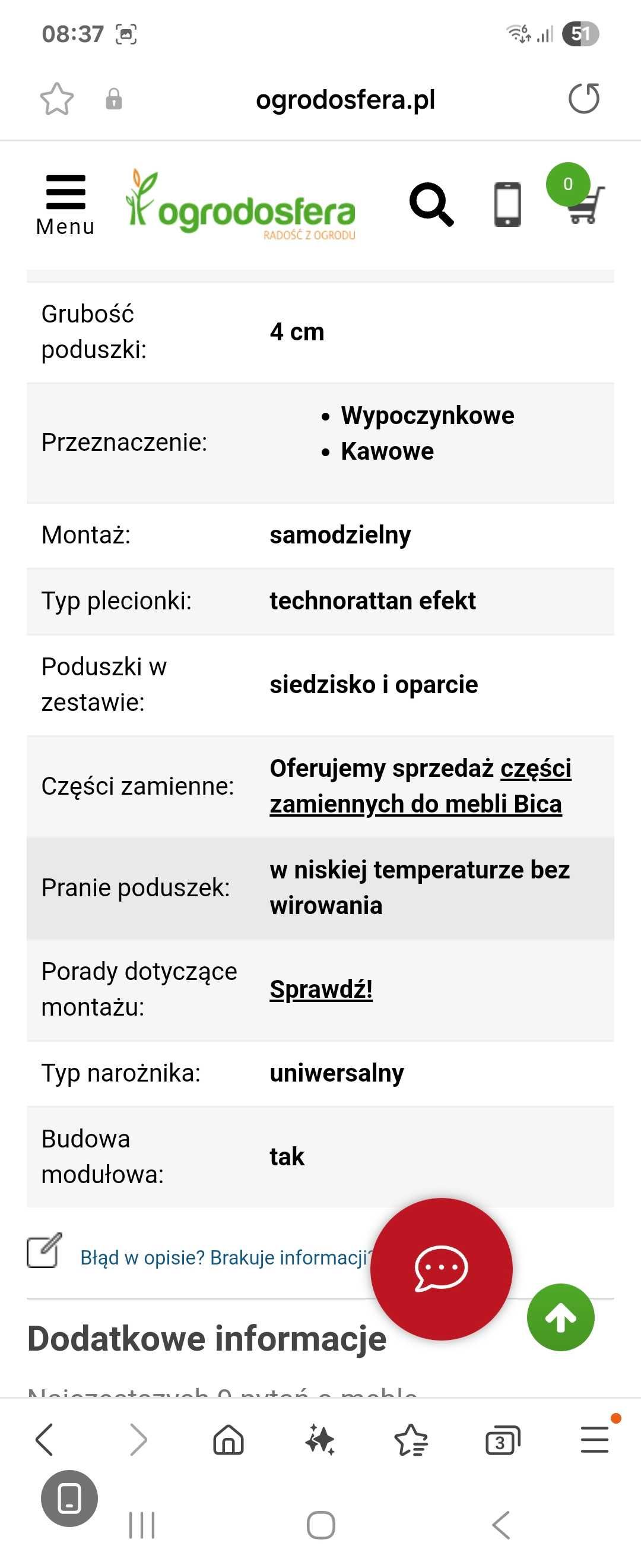 Narożnik technoratanowy