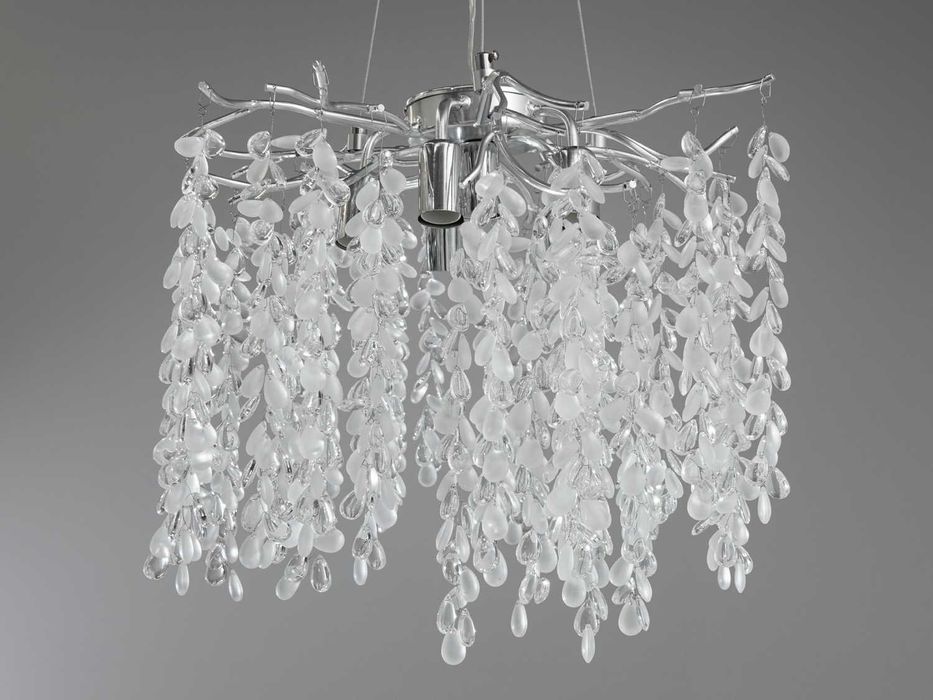 Стильна кришталева люстра "Гліцинія" з алюмінієвими елементами, 6 ламп